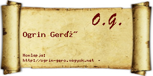 Ogrin Gerő névjegykártya